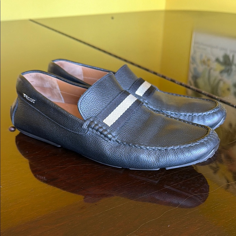 Bally Switzerland Men’s Pearce Black Leather Loafers, 9.5, Made in Italy